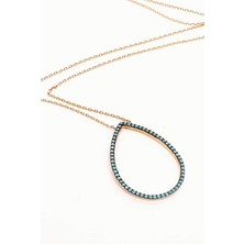 Ose Shop Nano turkuaz taşlı damla model gümüş kolye
