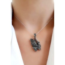 Ose Shop Markazit taşlı kelebek figürlü 925 ayar gümüş kolye