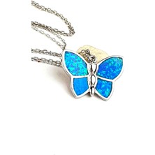 Ose Shop italyan opal taşlı 925 ayar gümüş kelebek kolye