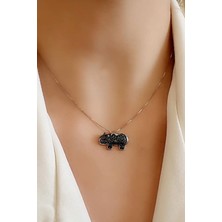 Ose Shop Oniks taşlı 925 ayar gümüş Fil kolye