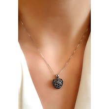 Ose Shop Oniks taşlı 925 ayar gümüş kalp kolye