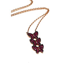 Ose Shop Pembe zirkon taşlı gümüş rose kolye