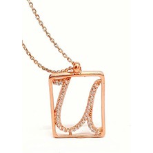 Ose Shop U Harfi Zirkon Taşlı Gümüş Rose Kolye