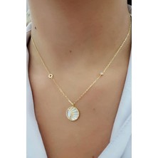 Ose Shop sedefli altın kaplamalı gümüş ıtalyan kolye
