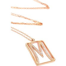 Ose Shop M Harfi Zirkon Taşlı Gümüş Rose Kolye