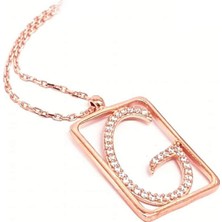 Ose Shop G Harfi Zirkon Taşlı Gümüş Rose Kolye