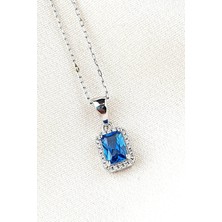 Ose Shop Sky Diamond Blue Creative Sapphire 925 ayar Gümüş Lüks Kolye