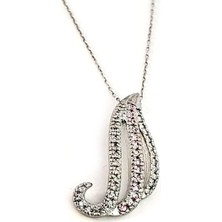 Ose Shop İtalyan tasarımı pembe beyaz zirkon taş detaylı modern gümüş kolye
