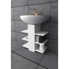 Modern Raflı Lavabo Altı Banyo Dolabı – Minimalist Beyaz - sonomo Tasarım, Açık Raf Sistemli