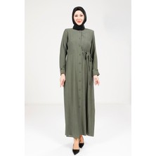 Beyza Düğmeli Yeşil Elbise 9181