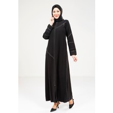 Beyza Spor Dikişli Siyah Renk Ferace 9200