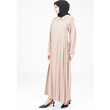 Beyza Pileli Vizon Elbise 9342