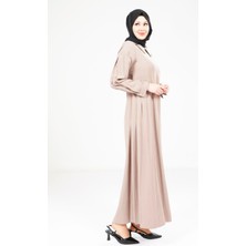 Beyza Pileli Vizon Elbise 9342
