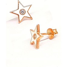 Ose Shop Yıldızlı Mine İşçilikli Zirkon Taşlı Gümüş Küpe