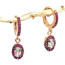 Ose Shop pembe zirkon taşlı gümüş küpe