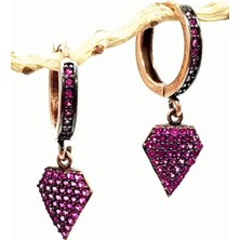 Ose Shop Pembe zirkon taşlı gümüş bayan küpe