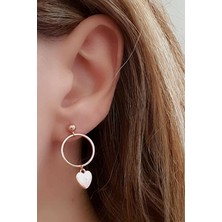 Ose Shop Italyan 925 Ayar Gümüş Rose Kalp Küpe