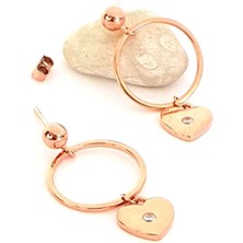 Ose Shop Italyan 925 Ayar Gümüş Rose Kalp Küpe