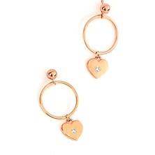 Ose Shop Italyan 925 Ayar Gümüş Rose Kalp Küpe