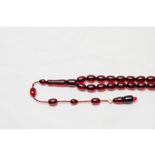Kırmızı Zar Kehribar Tesbih 8X11 Mm- Enes Abdo Usta Imzalı Tespih