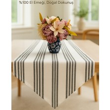 Emira Tasarım Çizgili Runner Dekoratif Masa Örtüsü 40 x 140 Mutfak & Yemek Masası Için Şık Runner Örtü