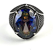 Ose Shop Ametist Taşlı 925 ayar Gümüş Oval Erkek Yüzük