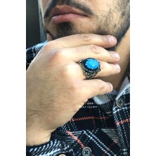 Ose Shop Pariabu Tanzanit Taşlı 925ayar Gümüş Oniks Taş Detaylı Erkek Yüzük
