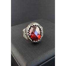 Ose Shop Kırmızı zirkon taşlı gümüş erkek yüzük