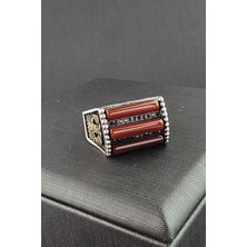 Ose Shop Akik taşlı oniks taş detaylı çift başlı kartal işlemeli gümüş erkek yüzük