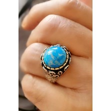 Ose Shop Turkuaz taşlı gümüş erkek yüzük