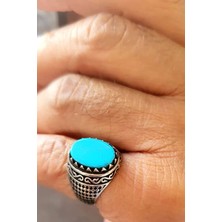 Ose Shop turkuaz taşlı gümüş erkek yüzük