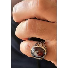 Ose Shop Bordo Zirkon taşlı gümüş erkek yüzük
