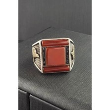 Ose Shop Akik ve oniks taşlı tuğralı gümüş erkek yüzük