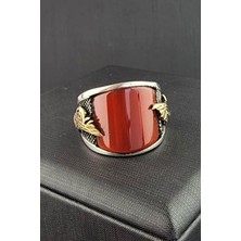 Ose Shop Tuğralı akik taşlı gümüş erkek yüzük