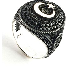 Ose Shop Oniks Taşlı 925 ayar Gümüş Ay yıldız yüzük