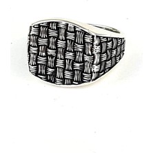 Ose Shop Hasır desenli 925ayar gümüş erkek modern yüzük
