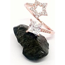 Ose Shop Yildiz Figurlu Ayarlanabilir Gumus Rose Yuzuk