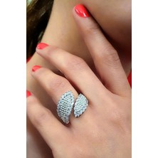 Ose Shop Zirkon taşlı pırlanta ışıltısında ayarlanabilir gümüş yüzük