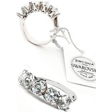 Ose Shop swarovski taşlı gümüş beş taş yüzük