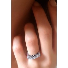 Ose Shop gümüş pırlanta ışıltısında zirkon taşlı beş taş yüzük