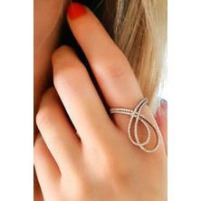 Ose Shop Zirkon taşlı gümüş rose yüzük