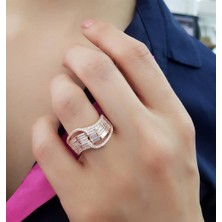 Ose Shop Baget Kesim Taşlı 925 Ayar Gümüş Rose Yüzük