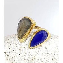 Ose Shop Lapis ve Labrodorite Taşlı Tasarım Gümüş Yüzük