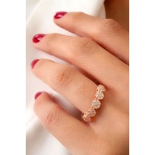 Ose Shop Pırlanta ışıltısında zirkon taşlı gümüş rose yüzük