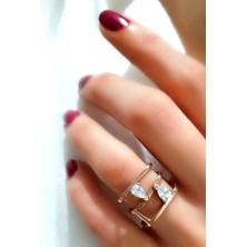 Ose Shop Zirkon taşlı gümüş rose tasarım yüzük