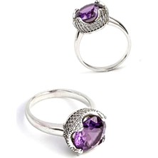 Ose Shop Sky diamond taş detaylı aleksandrayt taşlı gümüş lüks yüzük