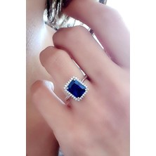 Ose Shop Sky Diamond Blue Creative Sapphire 925 ayar Gümüş Lüks Yüzük