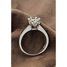 Ose Shop Kral tacı iscilikli swarovski taşlı gümüş tek taş yüzük