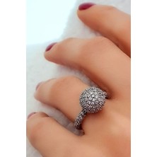 Ose Shop Zirkon taş detaylı gümüş top yüzük