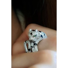 Ose Shop Mine detaylı pırlanta ışıltısında zirkon taşlı 925ayar gümüş ıtalyan lüks Kaplan yüzük